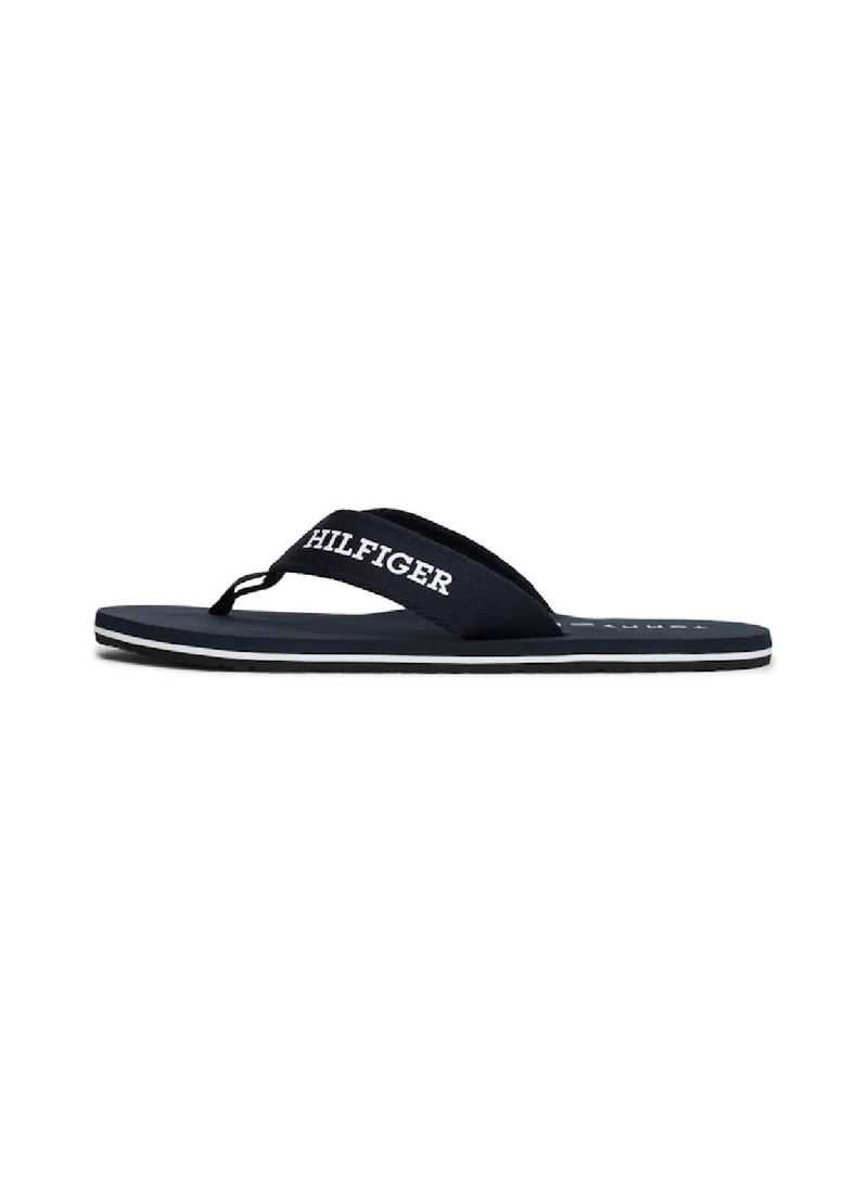 TOMMY HILFIGER Men's Logo Webbing Strap Flip-Flops - Polyester, Blue