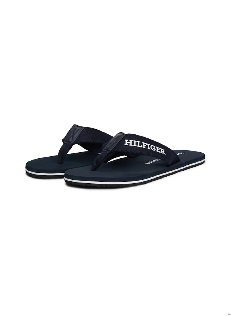 TOMMY HILFIGER Men's Logo Webbing Strap Flip-Flops - Polyester, Blue