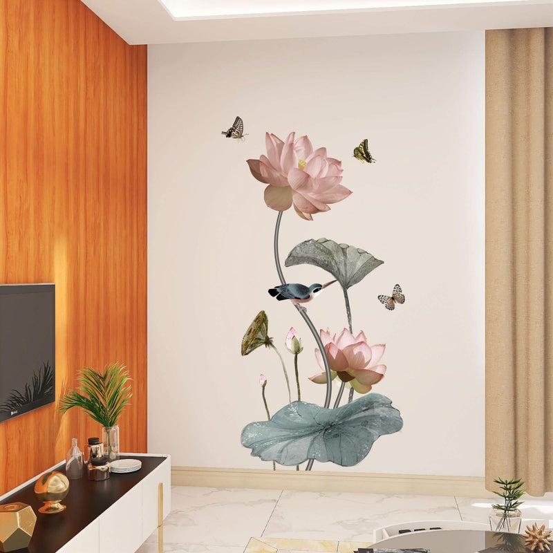 CNUSER 3D Wall Stickers DIY Flower Wall Decal Removable Waterproof Wall Art Decor for Bedroom Living Room Offices Home Decoration (Lotus Butterfly) - Image 4