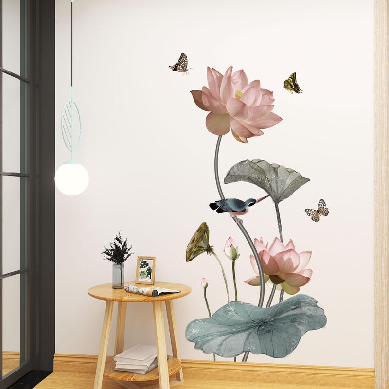 CNUSER 3D Wall Stickers DIY Flower Wall Decal Removable Waterproof Wall Art Decor for Bedroom Living Room Offices Home Decoration (Lotus Butterfly) - Image 3
