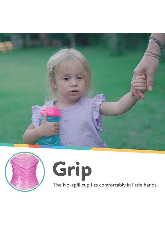 Nuby 3 Piece No-Spill Easy Grip Cup with Soft Flex Spout, Clik It Lock Feature, Girl, 10 Ounce - Image 4