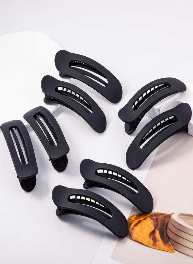 Cptots 8 Pcs Large Lay Flat Claw Clips for Women French Side Slide Barrettes for Thin Fine Hair Rectangle Alligator Hair Accessories,Matte Black - Image 3