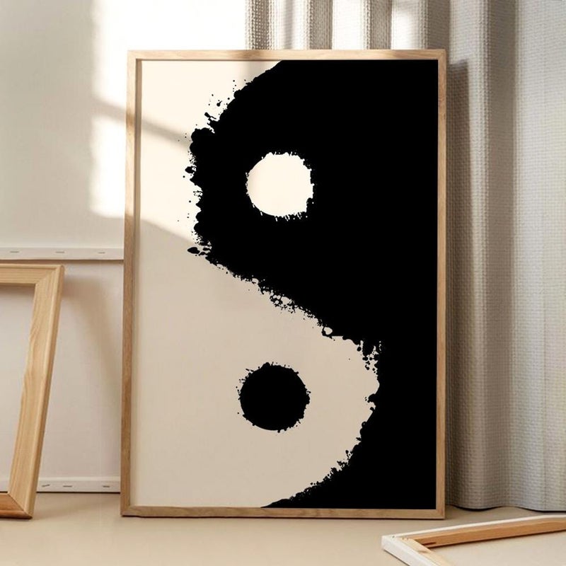 TNESSENTIAL Yin & Yang Art Canvas Poster, Retro Wall Art, Treny Aesthetic Decor, Retro Home Decor, Printed Gift - Image 1