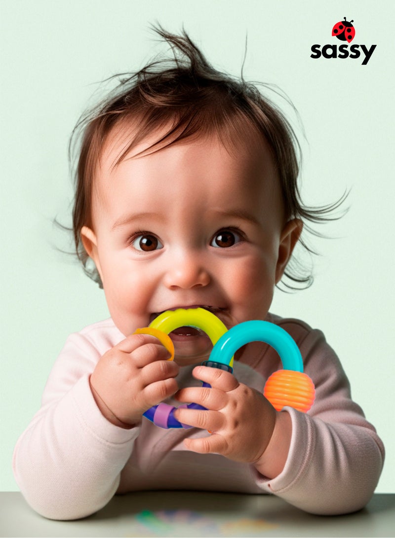 Sassy Twist-a-Roo Flexible Teether Rattle for Babies - Colorful, BPA-Free, Develops Dexterity & Soothes Gums, Ideal for 3+ Months, Safe, Soft, and Easy to Grip Toy - Image 2