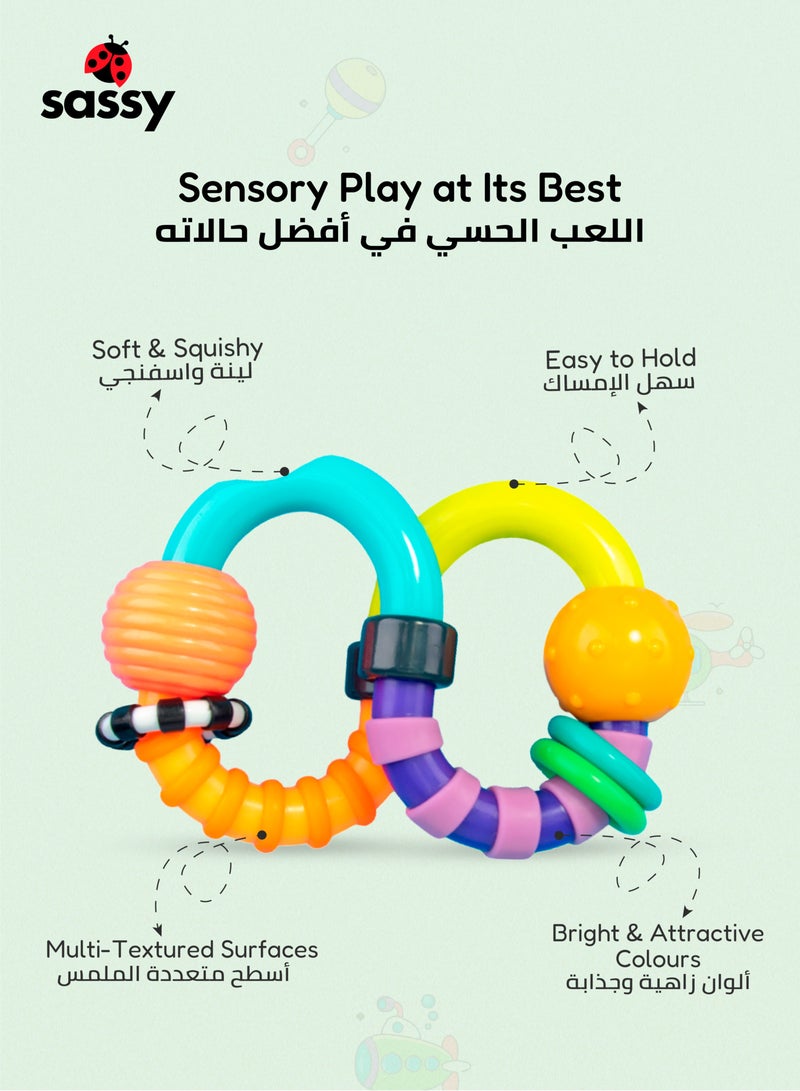 Sassy Twist-a-Roo Flexible Teether Rattle for Babies - Colorful, BPA-Free, Develops Dexterity & Soothes Gums, Ideal for 3+ Months, Safe, Soft, and Easy to Grip Toy - Image 4