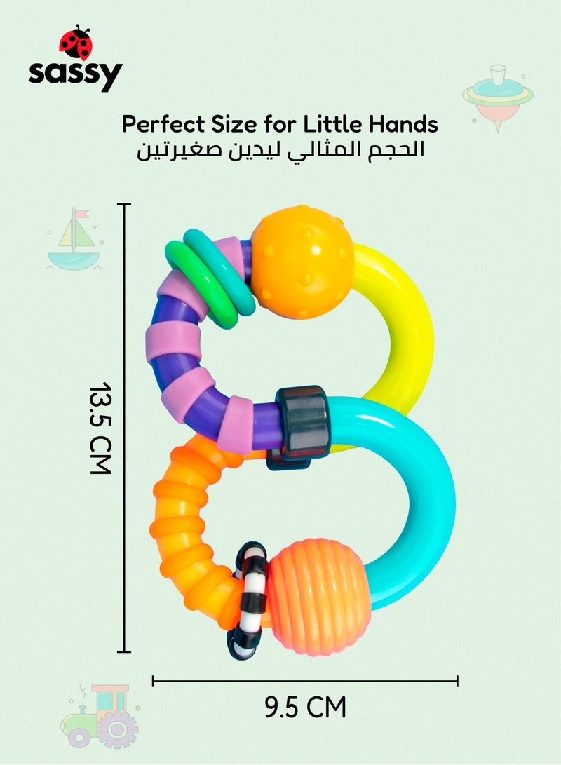 Sassy Twist-a-Roo Flexible Teether Rattle for Babies - Colorful, BPA-Free, Develops Dexterity & Soothes Gums, Ideal for 3+ Months, Safe, Soft, and Easy to Grip Toy - Image 5