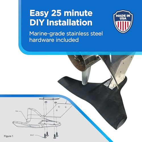 HYDROSHIELD Hydro-Shield L-35 Hydrofoil Boat Stabilizer for 100+ HP Motors - Skeg-Mounted Thermoplastic Shield with Stainless Steel Mounting Bracket - Large Size Fin for Boats 18 Feet and Greater - Image 5