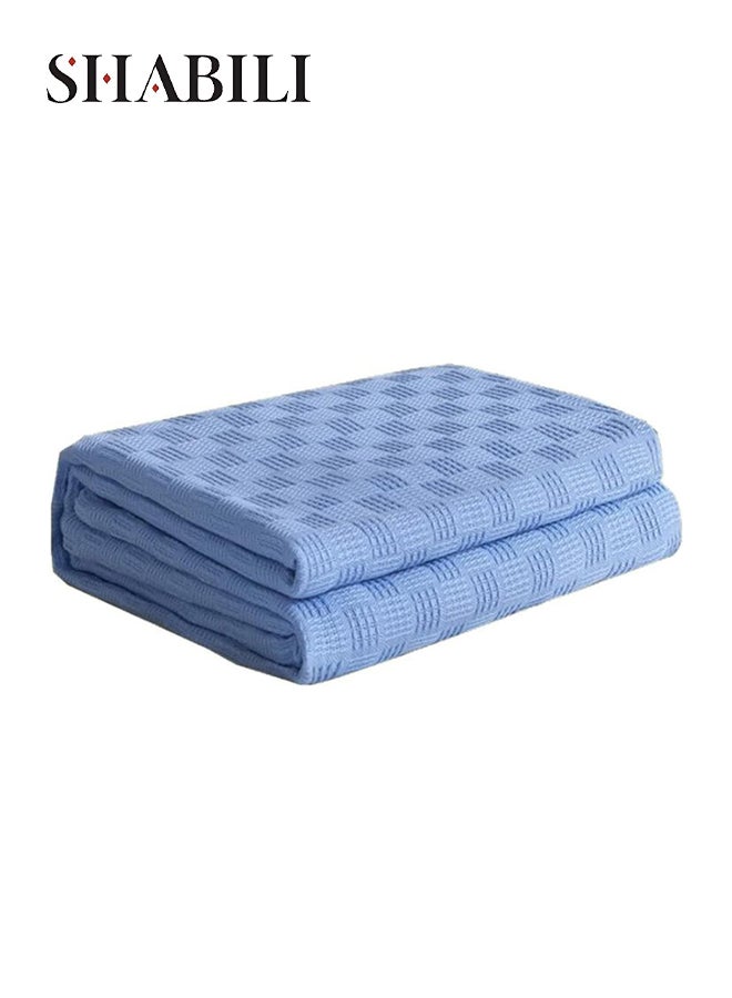 شبيلي بطانية قطنية ناعمة وسميكة، بطانية مفردة، بطانية تكييف، بطانية قيلولة بملمس شيربا المريح، رمية محبوكة مخططة قابلة للتنفس للقيلولة والغرف المكيّفة والفصول الدراسية والمكتب والسفر، مقاس كوين ‎150 × 200 سم - Image 1