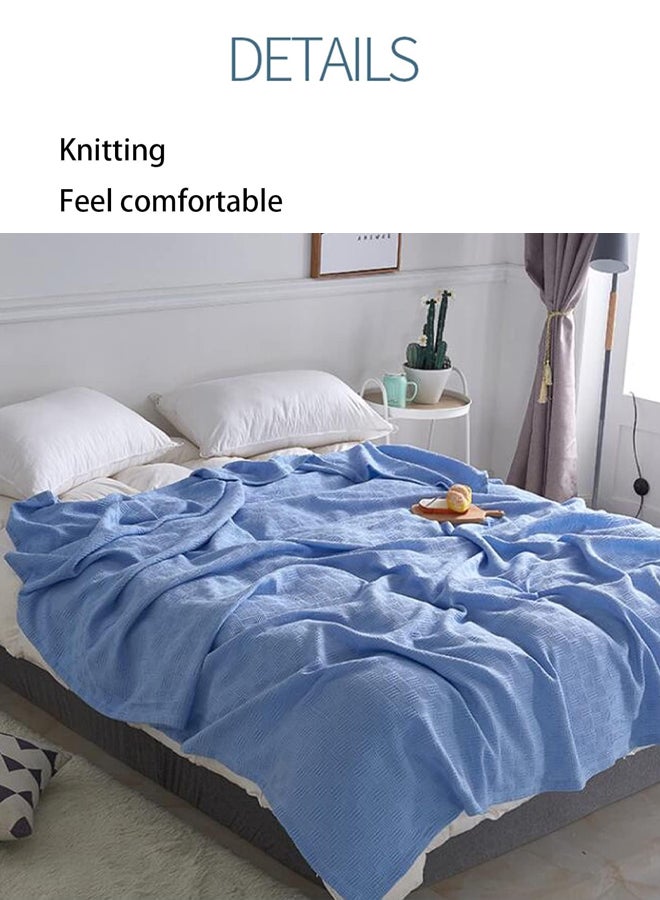 شبيلي بطانية قطنية ناعمة وسميكة، بطانية مفردة، بطانية تكييف، بطانية قيلولة بملمس شيربا المريح، رمية محبوكة مخططة قابلة للتنفس للقيلولة والغرف المكيّفة والفصول الدراسية والمكتب والسفر، مقاس كوين ‎150 × 200 سم - Image 2