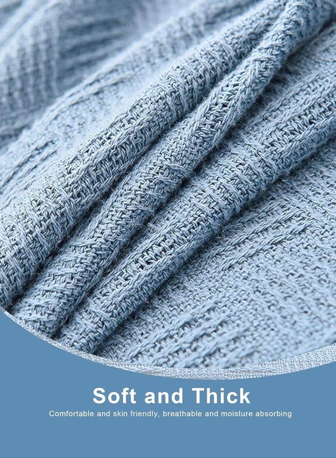 شبيلي بطانية قطنية ناعمة وسميكة، بطانية مفردة، بطانية تكييف، بطانية قيلولة بملمس شيربا المريح، رمية محبوكة مخططة قابلة للتنفس للقيلولة والغرف المكيّفة والفصول الدراسية والمكتب والسفر، مقاس كوين ‎150 × 200 سم - Image 4