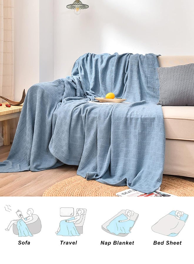 شبيلي بطانية قطنية ناعمة وسميكة، بطانية مفردة، بطانية تكييف، بطانية قيلولة بملمس شيربا المريح، رمية محبوكة مخططة قابلة للتنفس للقيلولة والغرف المكيّفة والفصول الدراسية والمكتب والسفر، مقاس كوين ‎150 × 200 سم - Image 3