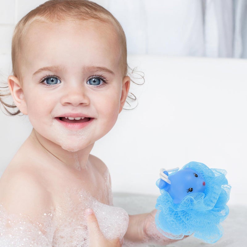 Soft Animal Cartoon Bath Sponge With Random Rubber Toy Gentle Body Scrubber - Image 5