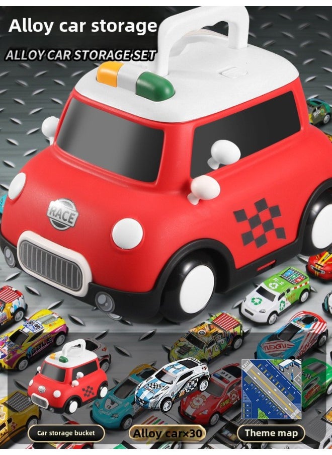Children's Toy Boys 1-3 Years Old Baby Power Children One And A Half Years Old And Two Boys Early Education Development Birthday Gifts-Colour:Number Storage Car-red +storage Bucket+map  - Image 1