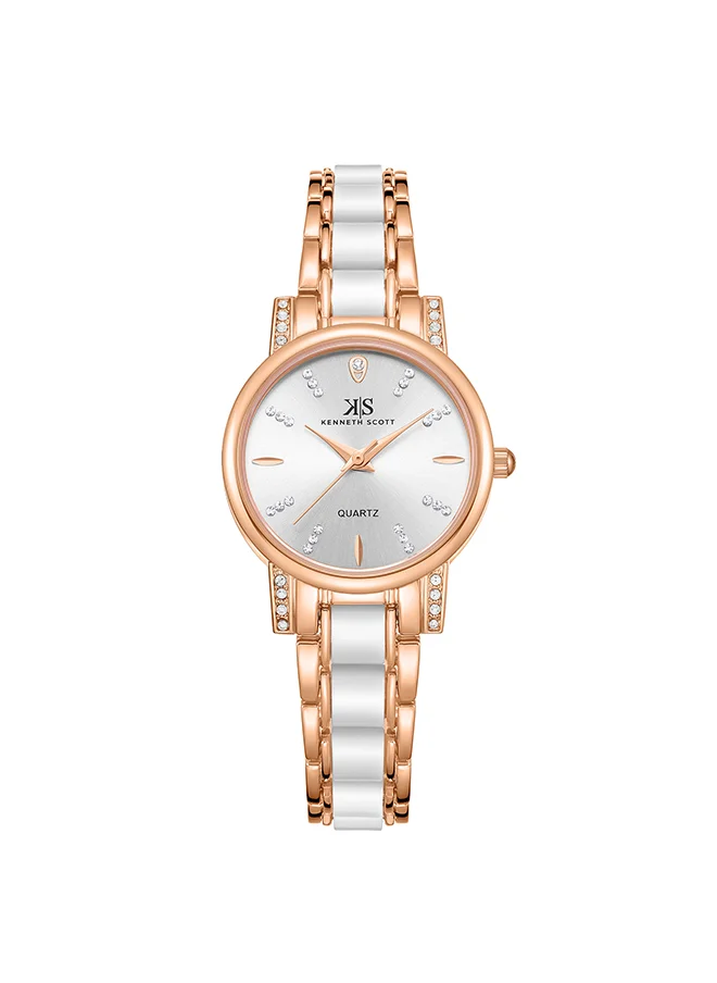 كينيث سكوت Kenneth Scott Women's White Dial Analog Watch - K23547-KCWW