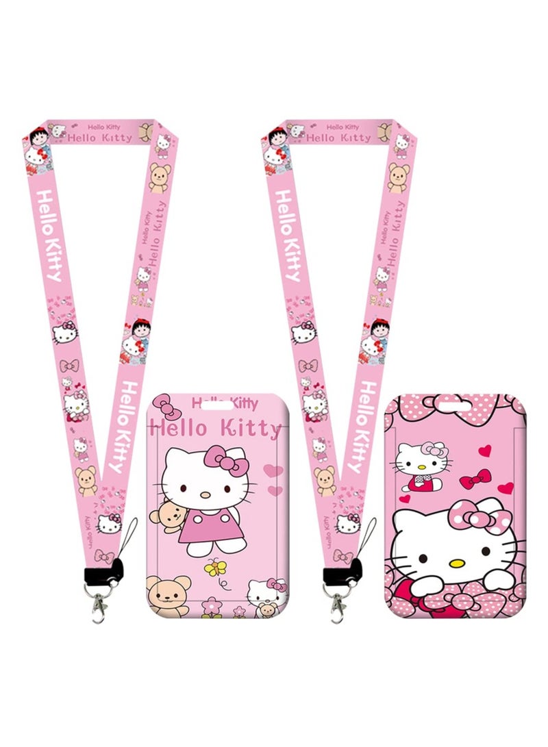 Generic 2 Pcs Cartoon Animal ID Badge Holders with Detachable Lanyard, Waterproof Kids Card Holder with Neck Strap and Key Chain  - Image 1