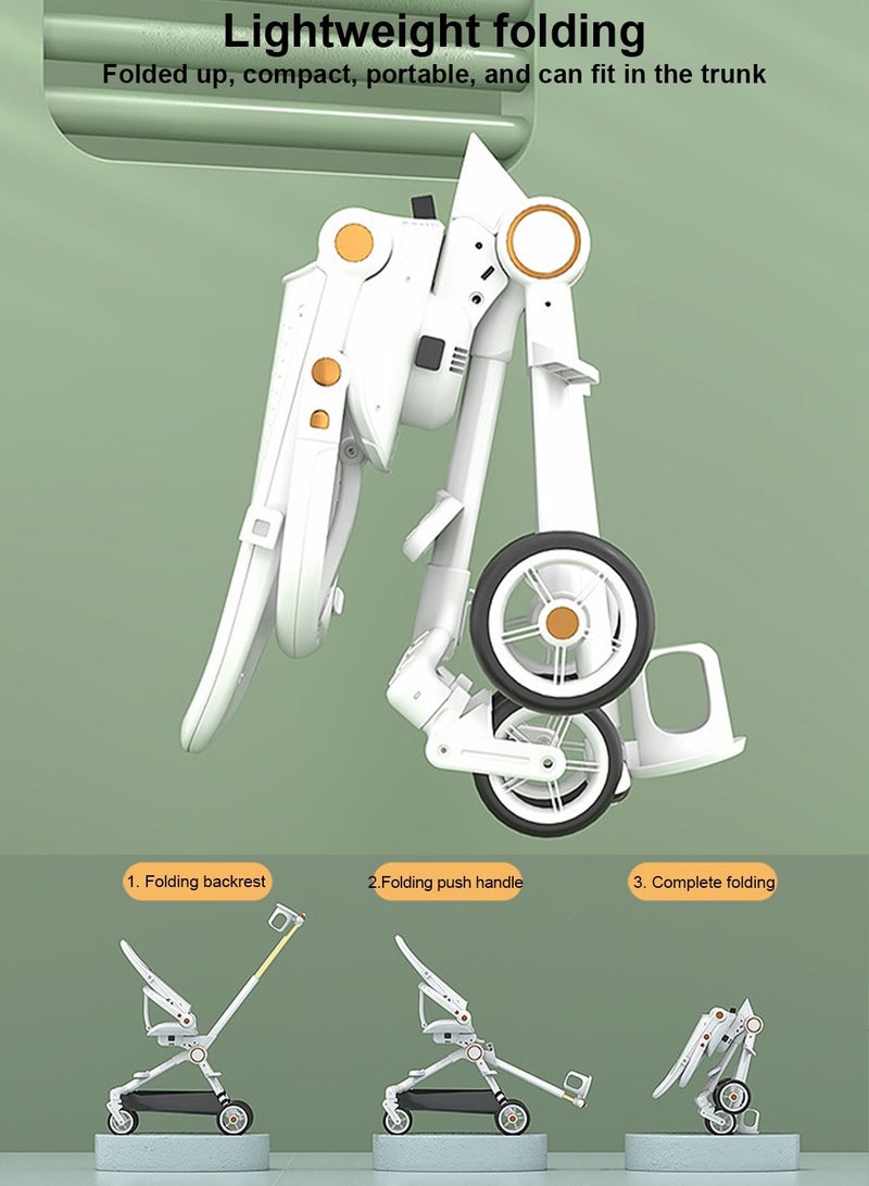 MaBaby 2-in-1 Parent-Facing Baby Walker and Stroller with One-Hand Fold, 3-Position Recline, Extended Canopy & Extra Large Basket - Convertible Learning Walker for Infants - Image 3