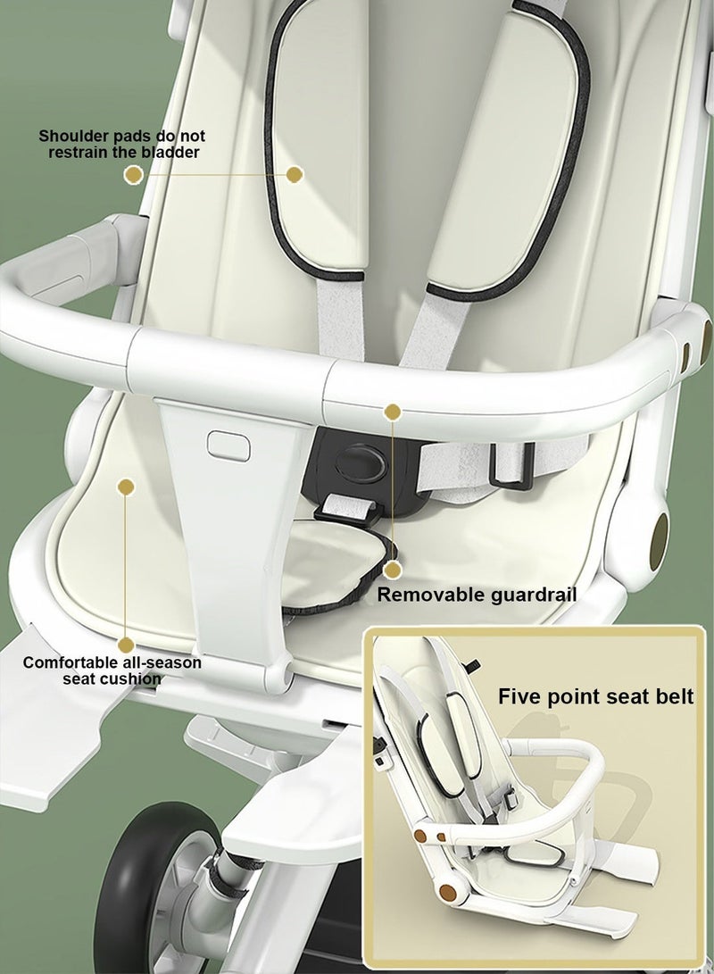 MaBaby 2-in-1 Parent-Facing Baby Walker and Stroller with One-Hand Fold, 3-Position Recline, Extended Canopy & Extra Large Basket - Convertible Learning Walker for Infants - Image 5