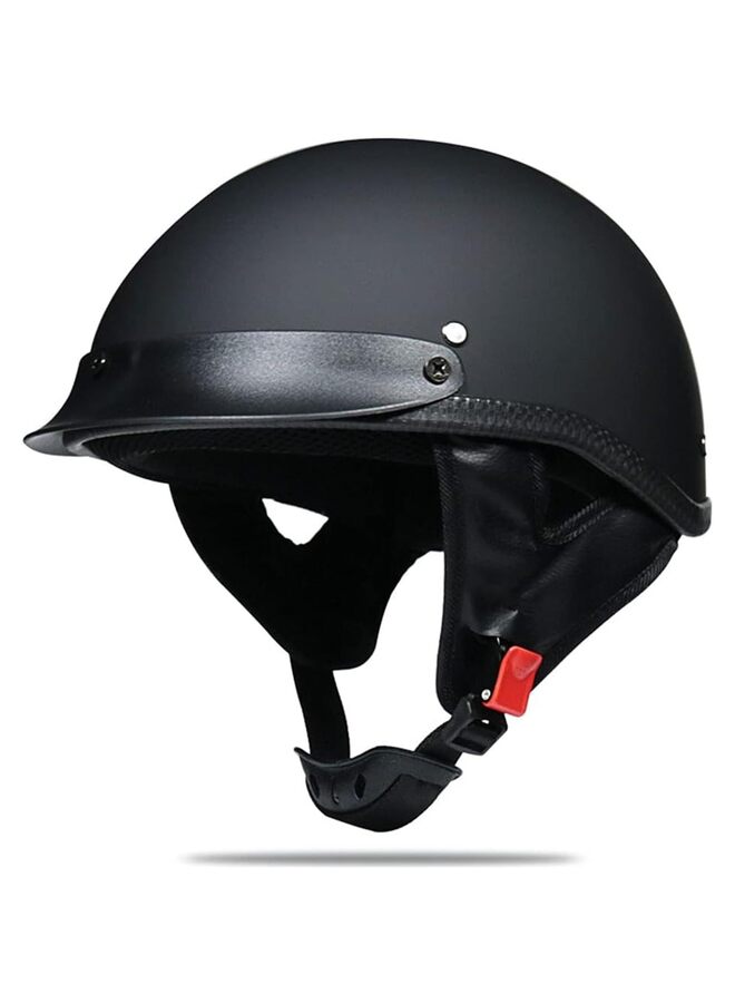 خوذة دراجة نارية صلبة بنصف وجه، خوذة نصف دراجة نارية منخفضة الارتفاع للرجال والنساء، خوذة مفتوحة الوجه للدراجات النارية (اللون: أسود-B، المقاس: كبير جدًا) - Image 1