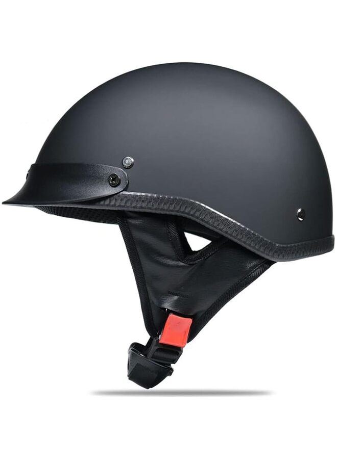 خوذة دراجة نارية صلبة بنصف وجه، خوذة نصف دراجة نارية منخفضة الارتفاع للرجال والنساء، خوذة مفتوحة الوجه للدراجات النارية (اللون: أسود-B، المقاس: كبير جدًا) - Image 3