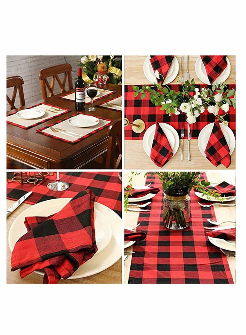 Cotton Dinner Napkins 3 Pack, Red Plaid Oversized Napkin, for Holidays and Family Gatherings, Soft Absorbent, Reusable Napkins Kitchen Towels for Drying, Cleaning, Cooking, Baking (20x20")  - Image 5