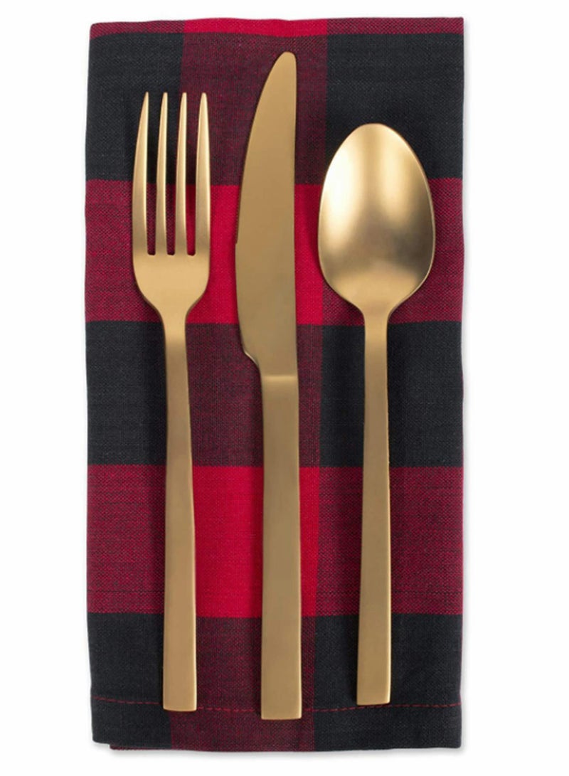 Cotton Dinner Napkins 3 Pack, Red Plaid Oversized Napkin, for Holidays and Family Gatherings, Soft Absorbent, Reusable Napkins Kitchen Towels for Drying, Cleaning, Cooking, Baking (20x20")  - Image 3
