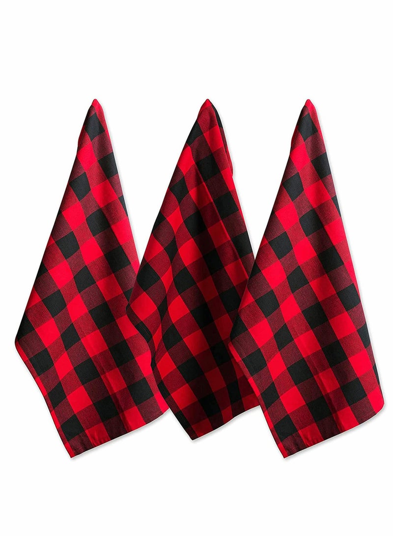 Cotton Dinner Napkins 3 Pack, Red Plaid Oversized Napkin, for Holidays and Family Gatherings, Soft Absorbent, Reusable Napkins Kitchen Towels for Drying, Cleaning, Cooking, Baking (20x20")  - Image 1
