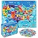 LELEMON United States Puzzles for Kids Ages 48100 Pieces USA Sea Map Jigsaw Puzzles in a Metal BoxFun America Map Learning Educational Toys for Boys Girls - Image 2