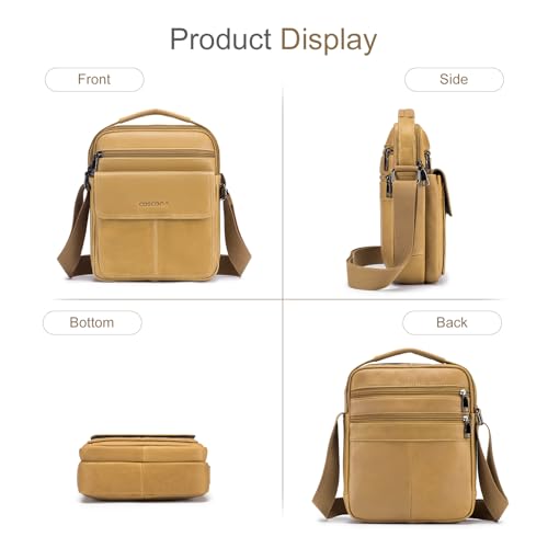 COSCOOA Leather Shoulder Bag for Men - Crossbody, Messenger, Briefcase & Satchel Travel Bag - Image 5