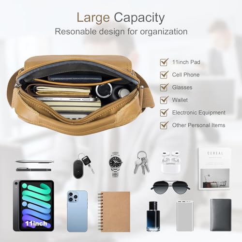 COSCOOA Leather Shoulder Bag for Men - Crossbody, Messenger, Briefcase & Satchel Travel Bag - Image 2