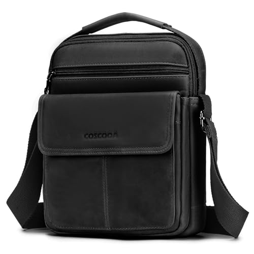 COSCOOA Leather Shoulder Bag for Men - Crossbody, Messenger, Briefcase & Satchel Travel Bag - Image 1