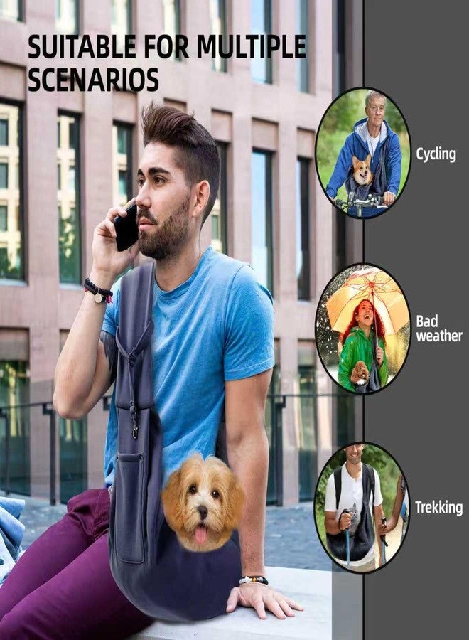 حقيبة حمل الكلاب - حقيبة حمل الجراء قابلة للعكس مع جيب تخزين، حقيبة حمل الكلاب بدون استخدام اليدين لحمل الكلاب والقطط الصغيرة، حزام أمان للسفر، حزام للكلاب والقطط (أزرق داكن) - Image 2