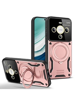 For Huawei Mate 60 Large Window MagSafe Holder Phone Case(Rose Gold)