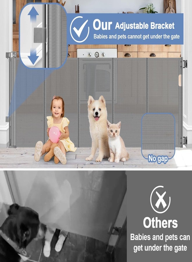 Sair pet Reinforced Retractable Dog Gate with Support Strip 60" Wide Retractable Outdoor Gate for Decks Mesh Dog Gate Retractable Indoor Retractable Pet Gate for Dogs Retractable Mesh Gate Retractable Cat Gate - Image 4