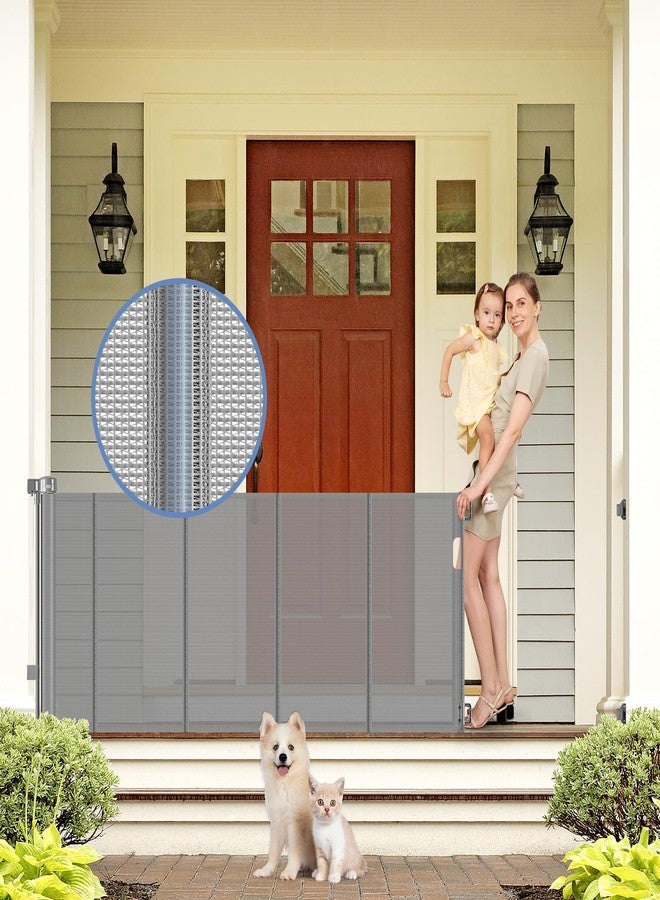 Sair pet Reinforced Retractable Dog Gate with Support Strip 60" Wide Retractable Outdoor Gate for Decks Mesh Dog Gate Retractable Indoor Retractable Pet Gate for Dogs Retractable Mesh Gate Retractable Cat Gate - Image 1