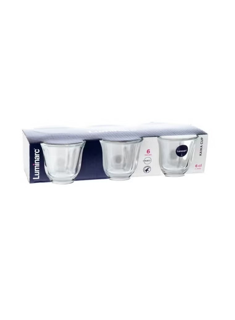 Luminarc High-quality glass Arabic coffee cup set, 6 pieces, clear, 58 ml - Image 2