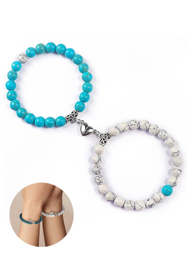 Lemon Matching Couple Bracelets, Healing Crystal Bracelets for Couples Matching Heart Bracelet for Lover Him & Her Boyfriend Girlfriend Valentine's Day Gifts - Image 1