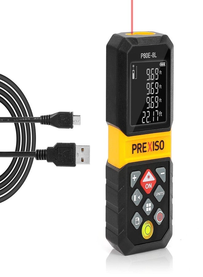 PREXISO Laser Measure, 265Ft Rechargeable Laser Distance Meter with Multi-Measurement Units M/in/Ft, Backlit LCD 4 Line Display, and Pythagorean, Distance, Area, Volume Modes - Image 1