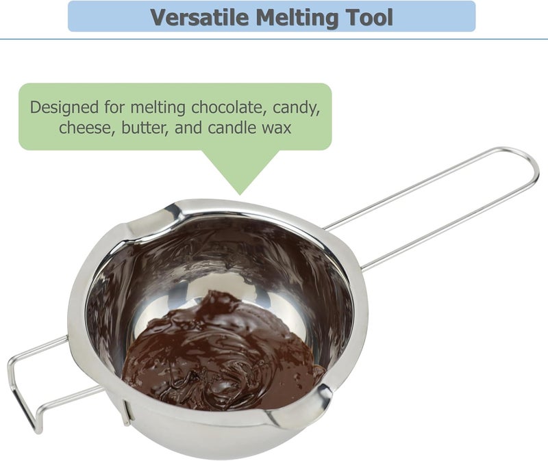 EIKS Boiler Pot Melting Bowl with SUS304 Stainless Steel for Melting Chocolate Candy Cheese Butter and Candle Wax Making, Capacity 400ML/13oz - Image 5