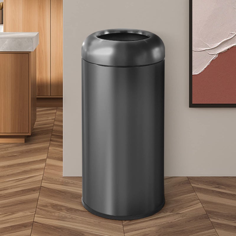 BEAMNOVA BEAMNOVA 165 Gallon Trash Can Black Open Top Outdoor Indoor Commercial Stainless Steel Industrial Waste Basket Container Metallic Black Large Garbage Enclosure with Lid 