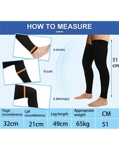Ant 2-Piece Sports Running Knee Pad, Thigh High Compression Stockings Footless for Running Basketball Reduce Varicose Veins and Swelling Black L  - Image 2