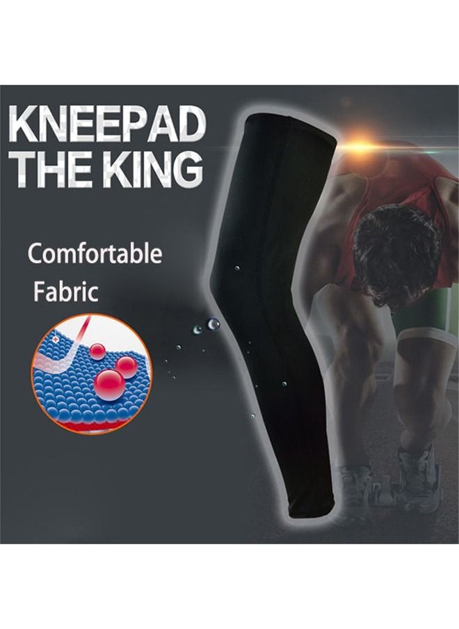 2-Piece Sports Running Knee Pad, Thigh High Compression Stockings Footless for Running Basketball Reduce Varicose Veins and Swelling Black L