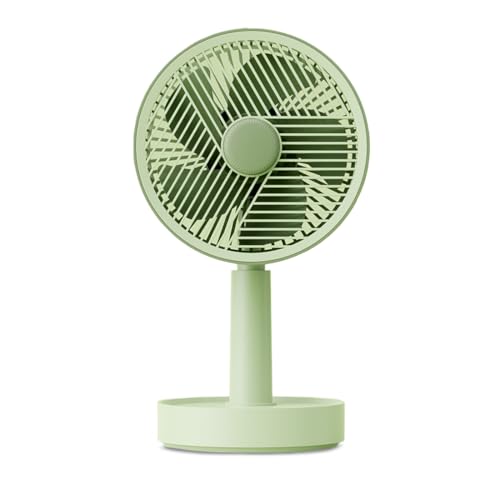 Wembley Mini Portable Desktop Fan with Warm Light | 3.7V Rechargeable Battery Operated | 3 Speed Airflow, Height Adjustable, Handheld Personal Cooling Device for Home, Office & Travel (Green) - Image 1