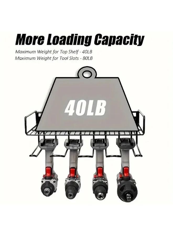 Black 2 Tier Wall Mounted Power Tool Storage Rack With 3 Point Welding Design - Image 5