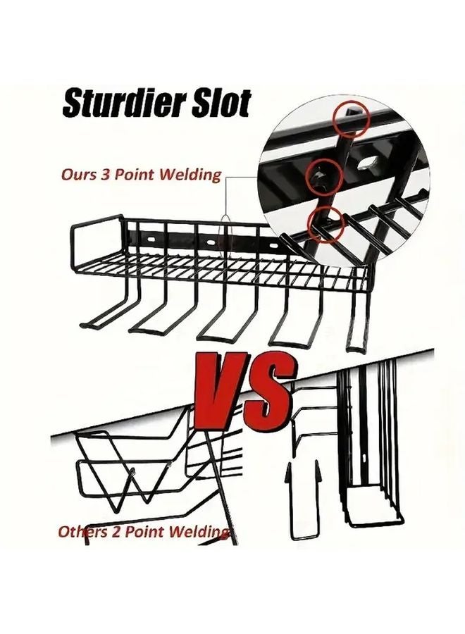 Black 2 Tier Wall Mounted Power Tool Storage Rack With 3 Point Welding Design - Image 3