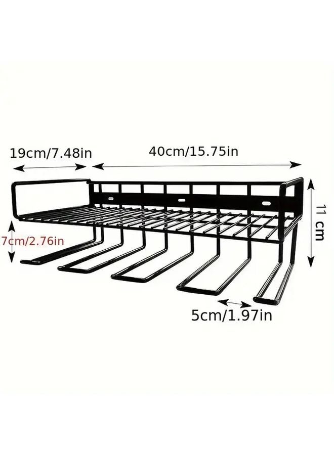 Black 2 Tier Wall Mounted Power Tool Storage Rack With 3 Point Welding Design - Image 4