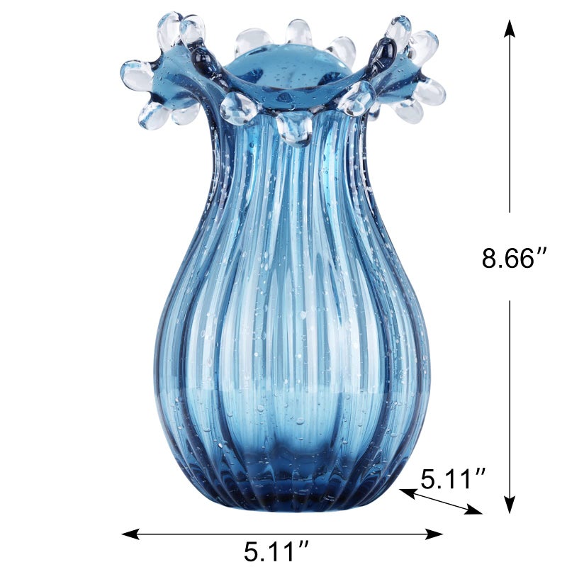 DOVDOV Hand Blown Glass vase, Unique Blue Glass vase, Modern Art Decor, Suitable for Living Room Coffee Tables, Wedding centerpieces, Dining Tables, and Office Centerpiece Floral Arrangements - Image 2