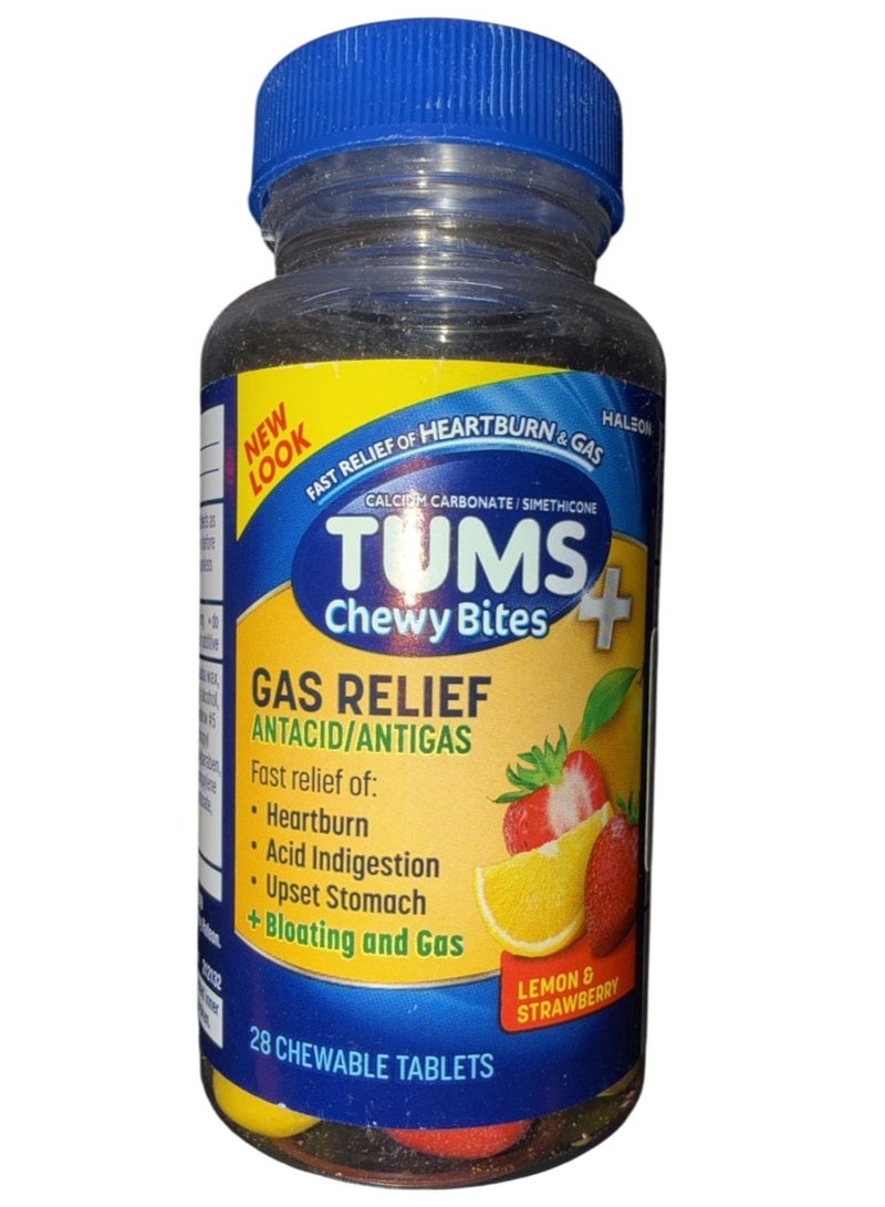 Tums + Gas Relief - Lemon  Strawberry, 28 Chewable Tablets - Image 1