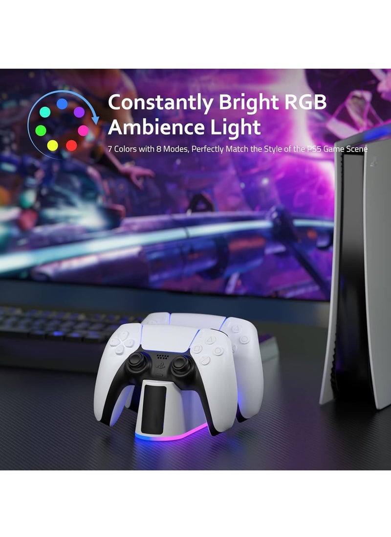 Generic - PS5 Controller Charger Staion with RGB Light,Fast Charging Dock for PlayStation 5 Controller,LED Indicator,USB C Cable - Image 1