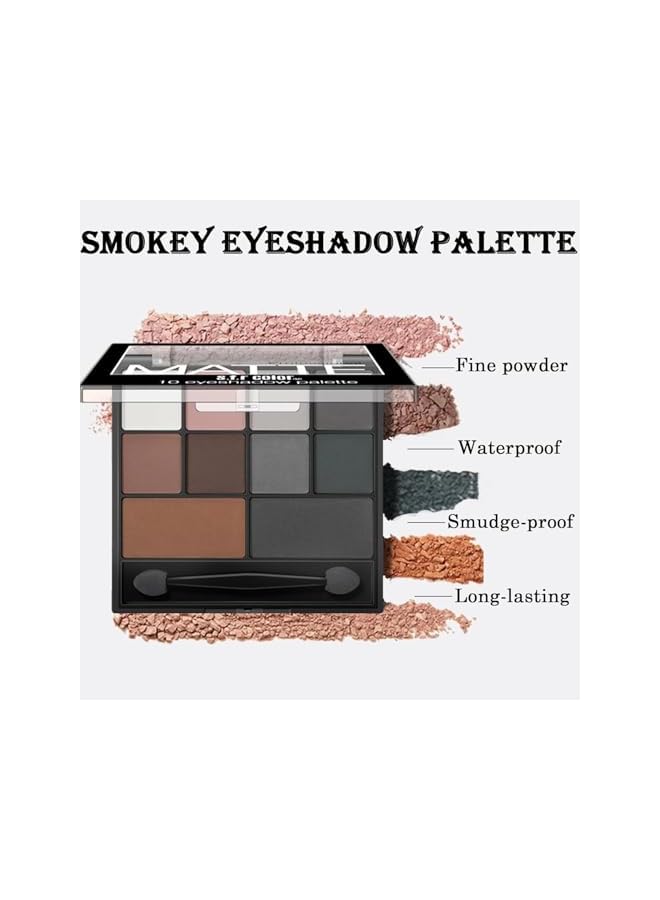 SFR Eyeshadow, Matte Eye Shadow Pallets, Professional Highly Pigmented Black Eyeshadow Makeup Palette, Waterproof Eyeshadow With Dual-Ended Applicator Brush for Women - Image 3