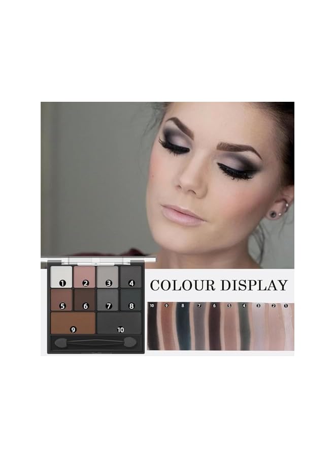 SFR Eyeshadow, Matte Eye Shadow Pallets, Professional Highly Pigmented Black Eyeshadow Makeup Palette, Waterproof Eyeshadow With Dual-Ended Applicator Brush for Women - Image 2